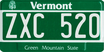 VT license plate ZXC520