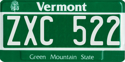 VT license plate ZXC522