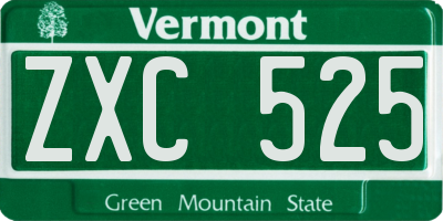 VT license plate ZXC525