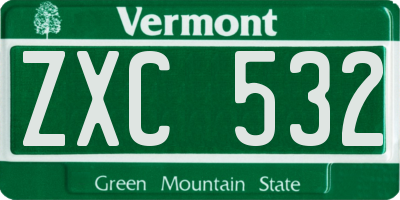 VT license plate ZXC532