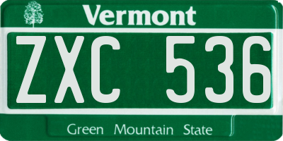 VT license plate ZXC536