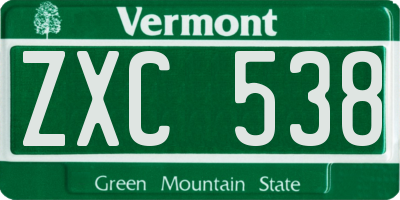 VT license plate ZXC538