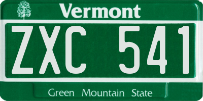 VT license plate ZXC541