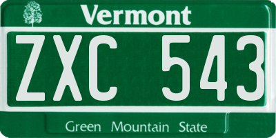 VT license plate ZXC543