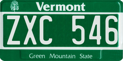 VT license plate ZXC546