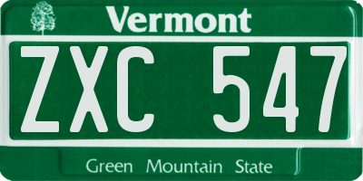 VT license plate ZXC547