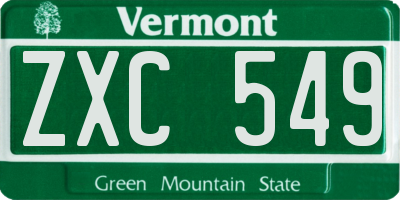 VT license plate ZXC549