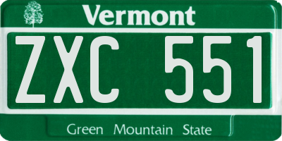 VT license plate ZXC551