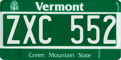 VT license plate ZXC552
