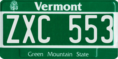 VT license plate ZXC553