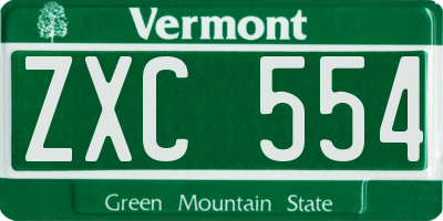 VT license plate ZXC554