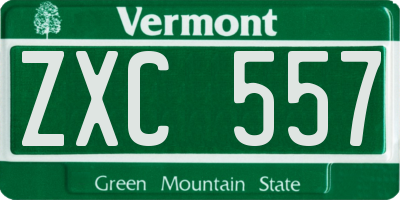 VT license plate ZXC557