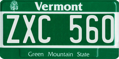 VT license plate ZXC560