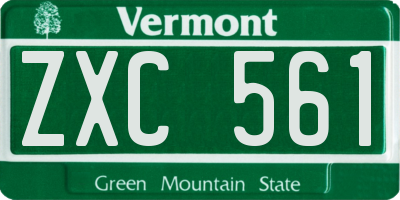 VT license plate ZXC561