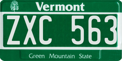 VT license plate ZXC563