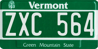 VT license plate ZXC564