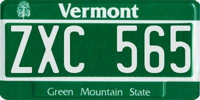 VT license plate ZXC565