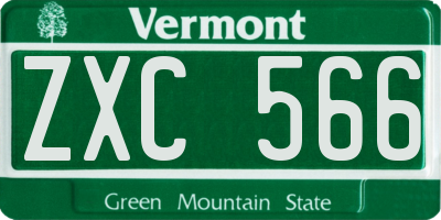 VT license plate ZXC566