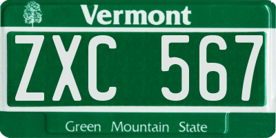 VT license plate ZXC567