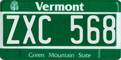 VT license plate ZXC568
