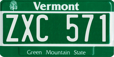 VT license plate ZXC571