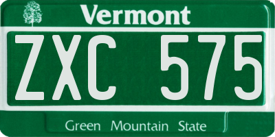 VT license plate ZXC575