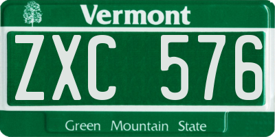 VT license plate ZXC576