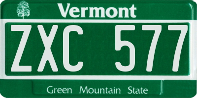 VT license plate ZXC577