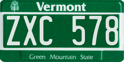 VT license plate ZXC578