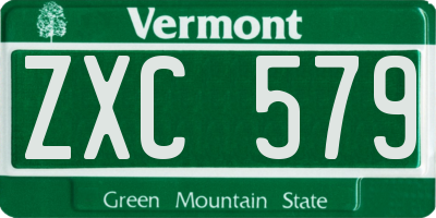 VT license plate ZXC579