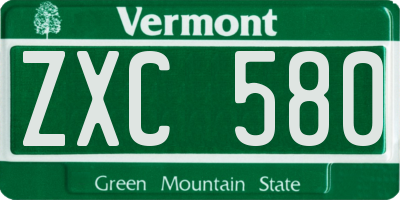 VT license plate ZXC580