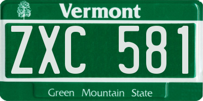 VT license plate ZXC581