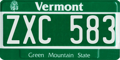 VT license plate ZXC583