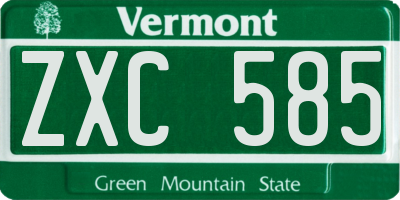 VT license plate ZXC585