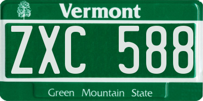 VT license plate ZXC588