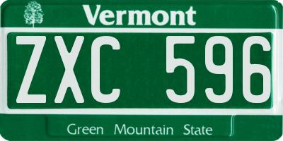 VT license plate ZXC596
