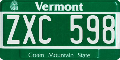 VT license plate ZXC598