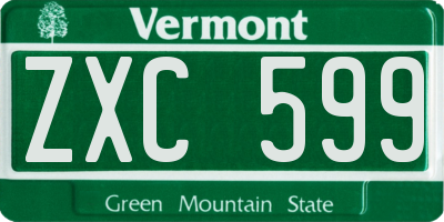 VT license plate ZXC599