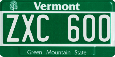 VT license plate ZXC600