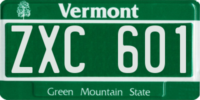 VT license plate ZXC601