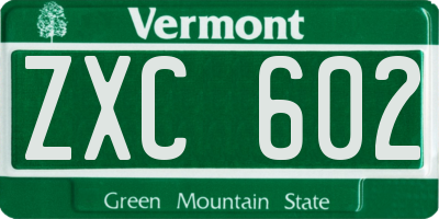 VT license plate ZXC602