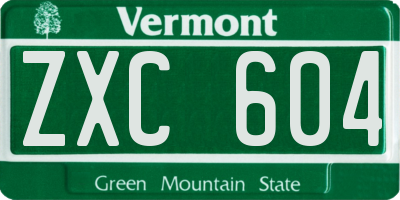 VT license plate ZXC604