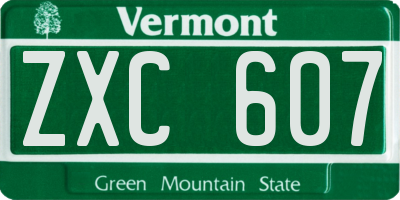 VT license plate ZXC607