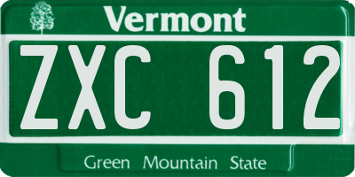 VT license plate ZXC612