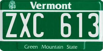 VT license plate ZXC613
