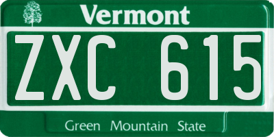 VT license plate ZXC615