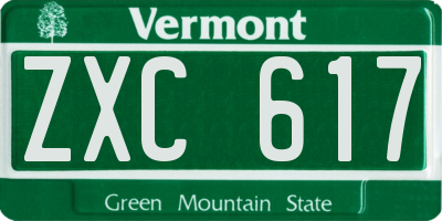 VT license plate ZXC617