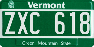 VT license plate ZXC618