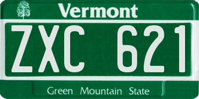 VT license plate ZXC621