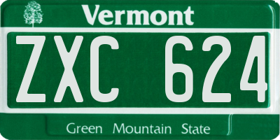 VT license plate ZXC624